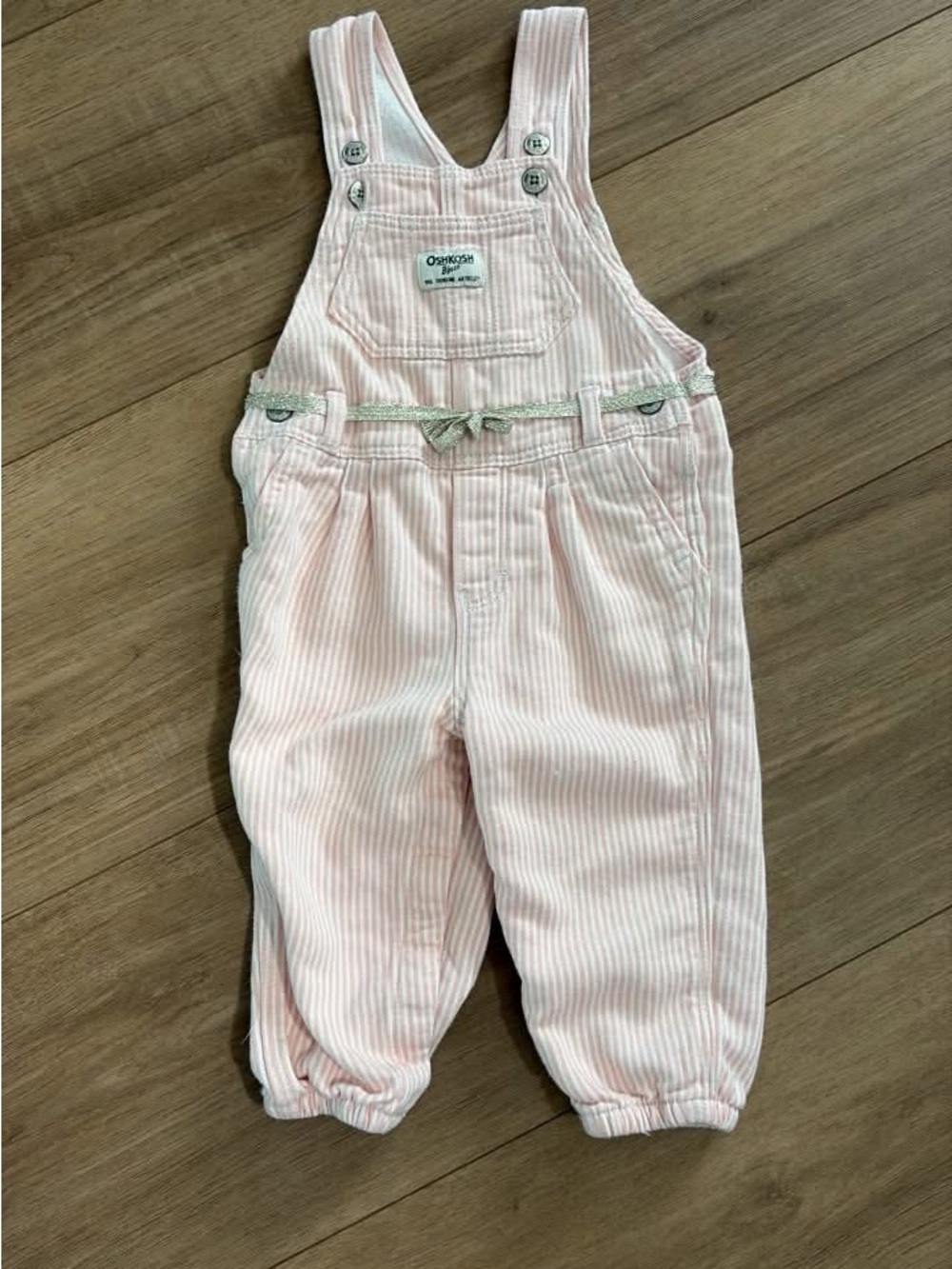 OshKosh B'gosh Light Pink Striped Overalls